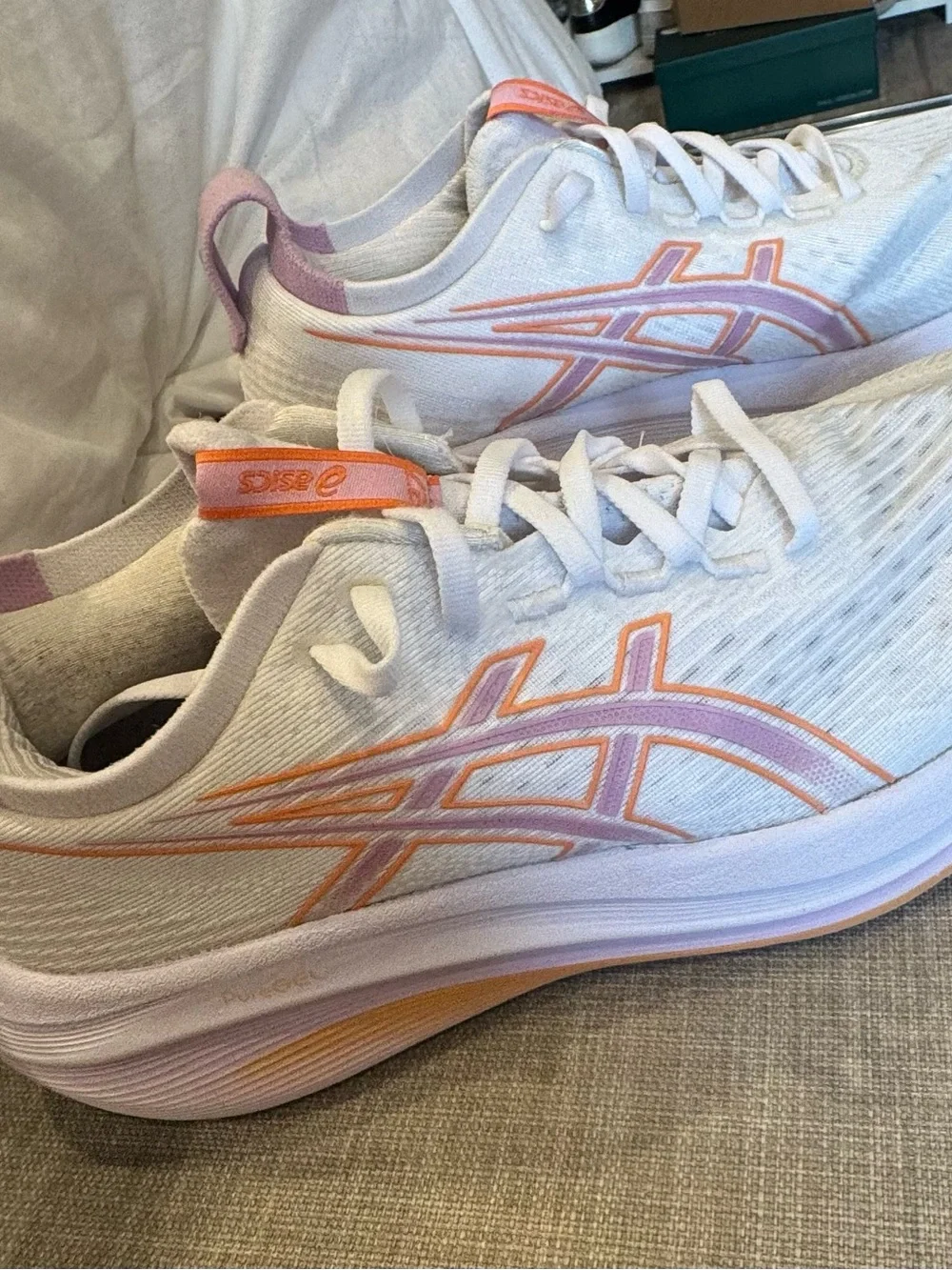 ASICS Women's White Running Shoes with Peach & Light Purple Accents